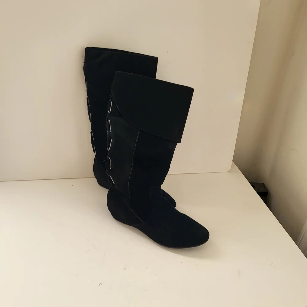 Stylish Black Suede Over the Knee Boots